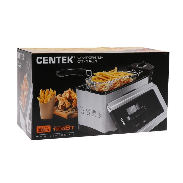 Фритюрница Centek CT-1431, 1800 Вт, 3.5 л, серебристая - фото 51401914