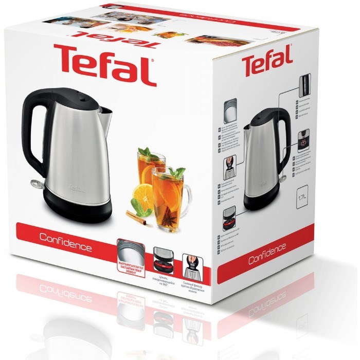 Чайник электрический Tefal KI270D30, металл, 1.7 л, 2400 Вт, серебристый - фото 51402691