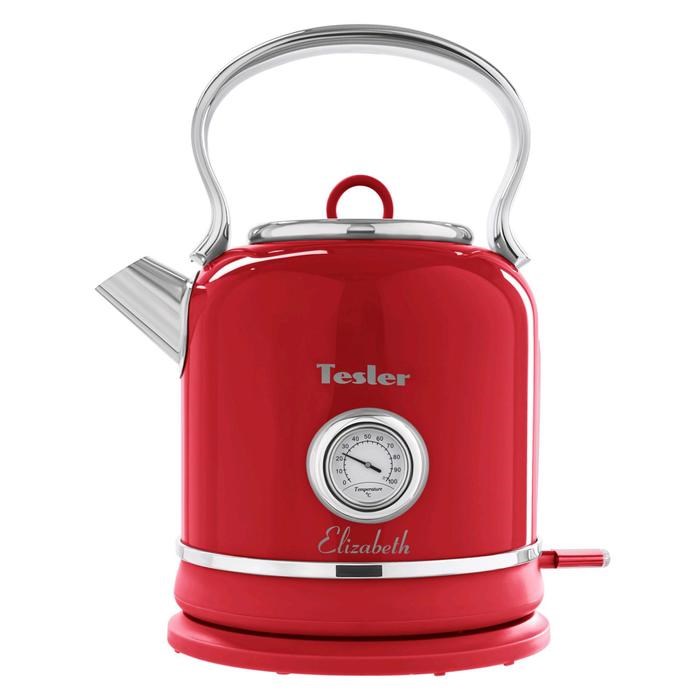 Чайник электрический Tesler KT-1745 RED, металл, 1.7 л, 2200 Вт, ретро, красный - фото 51403147