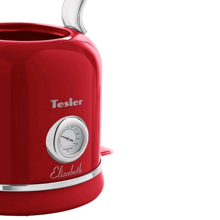 Чайник электрический Tesler KT-1745 RED, металл, 1.7 л, 2200 Вт, ретро, красный - фото 51403149