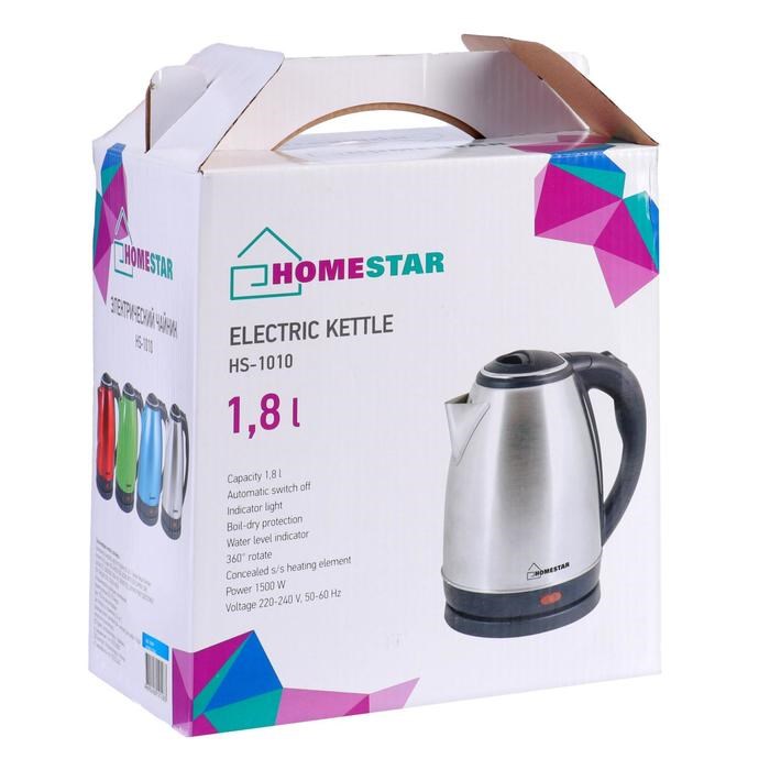 Чайник электрический HOMESTAR HS-1010, металл, 1.8 л, 1500 Вт, синий - фото 51403517