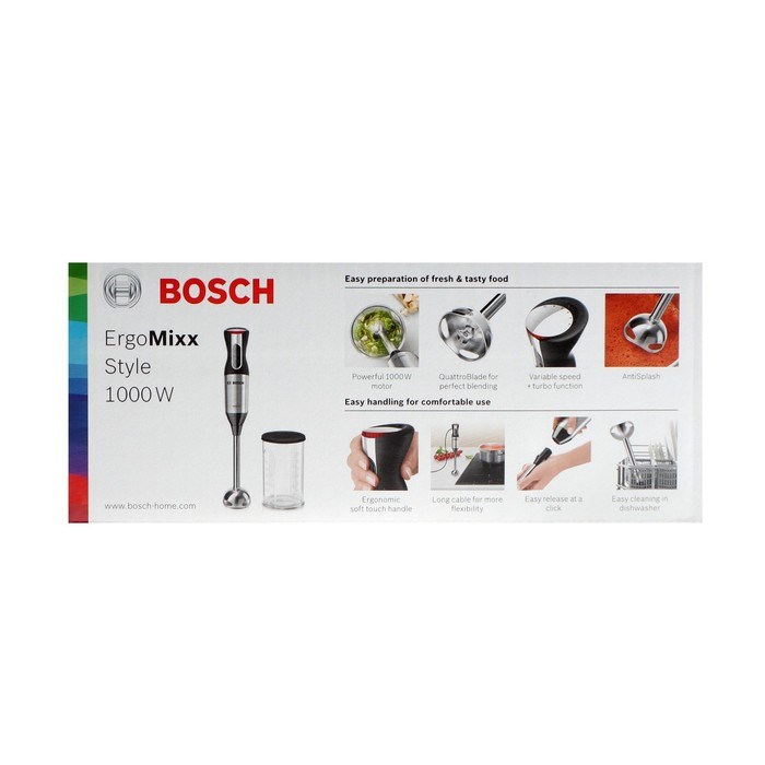 Блендер Bosch MS 62 M 6110, погружной, 1000 Вт, 0.6 л, 12 скоростей, режим турбо, чёрный - фото 51403763