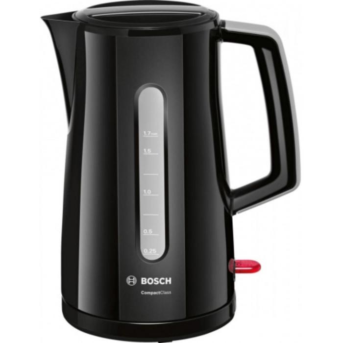 Чайник электрический Bosch TWK 3A013, пластик, 1.7 л, 2400 Вт, черный - фото 51403779