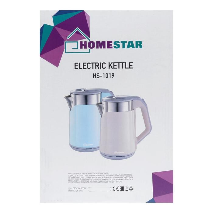 Чайник электрический HOMESTAR HS-1019, пластик, колба металл, 1.8 л, 1500 Вт, розовый - фото 51403905