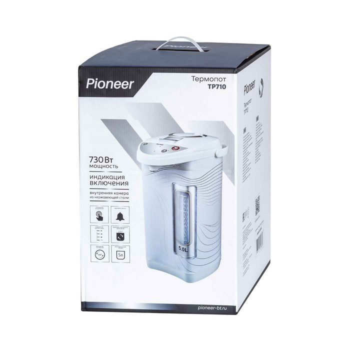 Термопот Pioneer TP710, 730 Вт, 3 способа подачи воды, 5 л, белый - фото 51405676