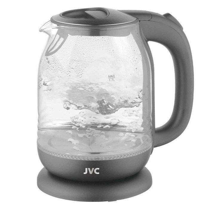 Чайник электрический JVC JK-KE1510, стекло, 2200 Вт, 1,7 л, цвет серый - фото 51405754