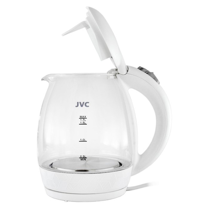 Чайник электрический jvc JK-KE1514, стеклянный, 2200 Вт, 1.7 л, белый - фото 51406935