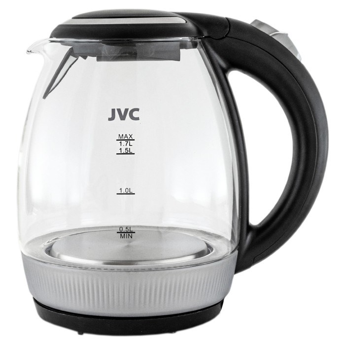 Чайник электрический jvc JK-KE1516, стеклянный, 2200 Вт, 1.7 л, чёрный - фото 51406942