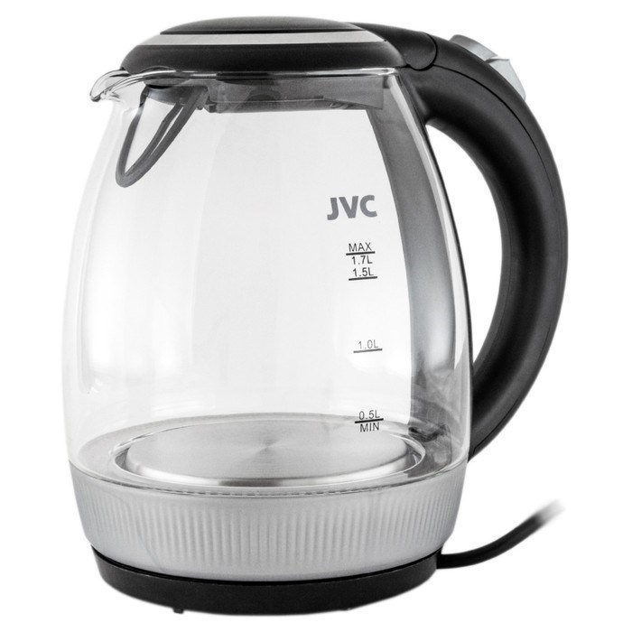 Чайник электрический jvc JK-KE1516, стеклянный, 2200 Вт, 1.7 л, чёрный - фото 51406943