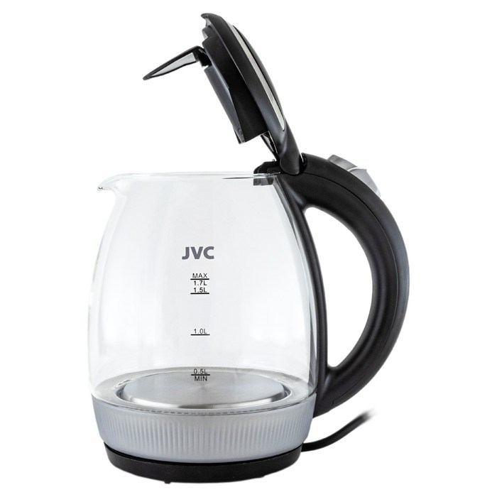 Чайник электрический jvc JK-KE1516, стеклянный, 2200 Вт, 1.7 л, чёрный - фото 51406945