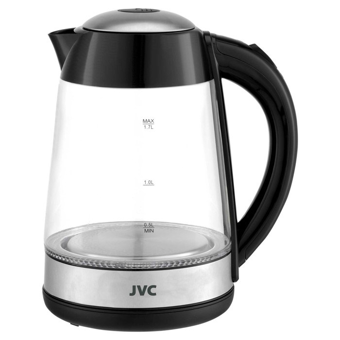 Чайник электрический jvc JK-KE1705, стеклянный, 2200 Вт, 1.7 л, чёрный - фото 51406957