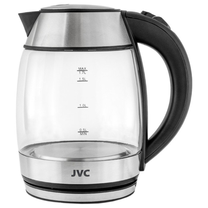 Чайник электрический jvc JK-KE1707, стеклянный, 2200 Вт, 1.7 л, чёрный - фото 51406958