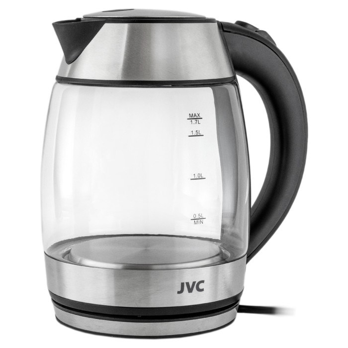 Чайник электрический jvc JK-KE1707, стеклянный, 2200 Вт, 1.7 л, чёрный - фото 51406959