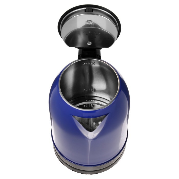 Чайник электрический "Матрёна" MA-005, металл, 2 л, 1500 Вт, сине-чёрный с рисунком "Гжель" - фото 51407257