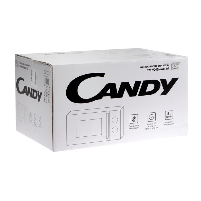 Микроволновая печь Candy  CMW20SMWLI-07, 700 Вт, 20 л, 6 режимов, бело-чёрная - фото 51408235