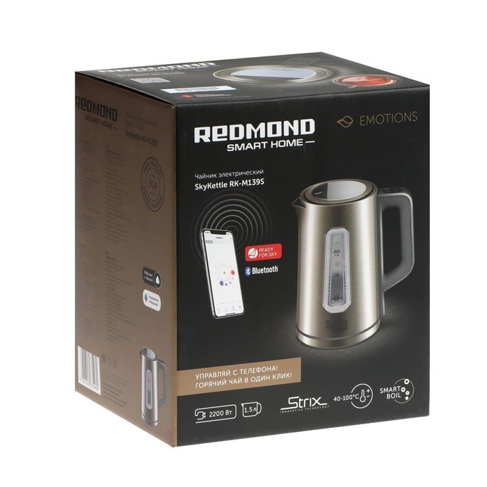 Чайник электрический Redmond SkyKettle RK-M139S, металл, 1.5 л, 2200 Вт, розовый - фото 51408347