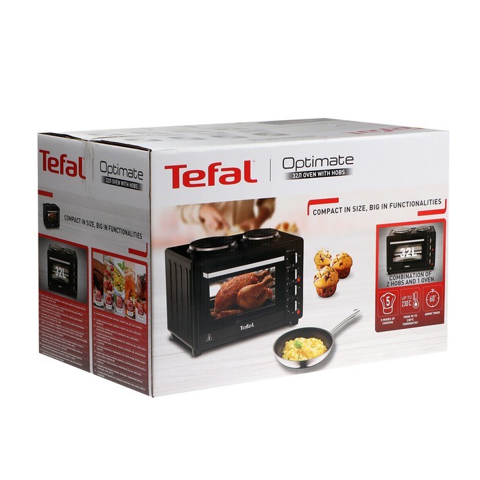 Мини-печь Tefal OF463830, 1500 Вт, 32 л, 90-230°С, гриль, чёрная - фото 51408730