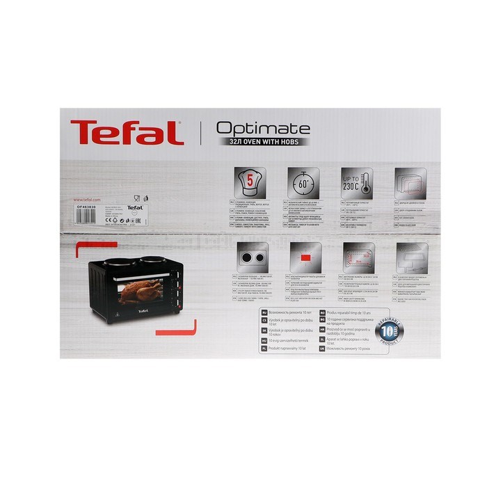 Мини-печь Tefal OF463830, 1500 Вт, 32 л, 90-230°С, гриль, чёрная - фото 51408733