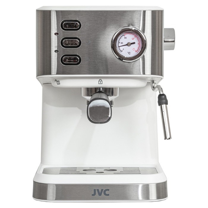Кофеварка JVC JK-CF33, рожковая, 1050 Вт, 1.5 л, белая - фото 51409699 Кофеварка JVC JK-CF33, рожковая, 1050 Вт, 1.5 л, белая - фото 51409699
