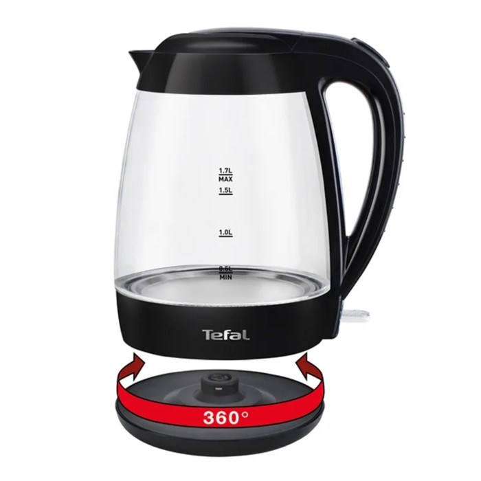 Чайник электрический TEFAL KO450832, стекло, 1.7 л, 2400 Вт, чёрный - фото 51410843