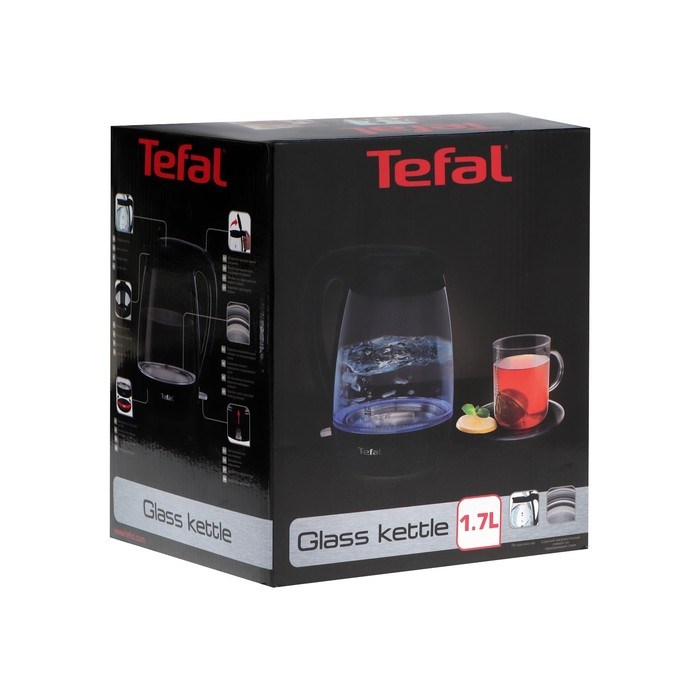 Чайник электрический TEFAL KO450832, стекло, 1.7 л, 2400 Вт, чёрный - фото 51410847