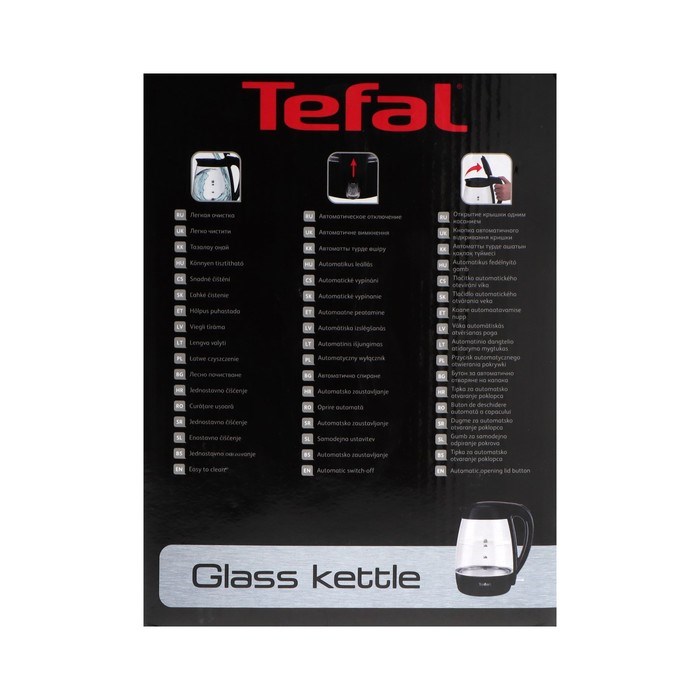 Чайник электрический TEFAL KO450832, стекло, 1.7 л, 2400 Вт, чёрный - фото 51410849