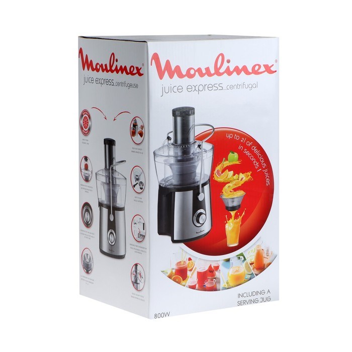 Соковыжималка MOULINEX JU550D10, центробежная, 800 Вт, 2/0.8 л, чёрно-серебристая - фото 51410898 Соковыжималка MOULINEX JU550D10, центробежная, 800 Вт, 2/0.8 л, чёрно-серебристая - фото 51410898