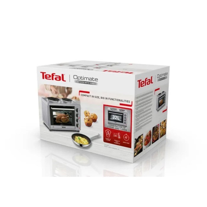 Мини печь Tefal OF463D30, 3000 Вт, 32 л, гриль, конвекция, таймер, серебристо-чёрная - фото 51410930