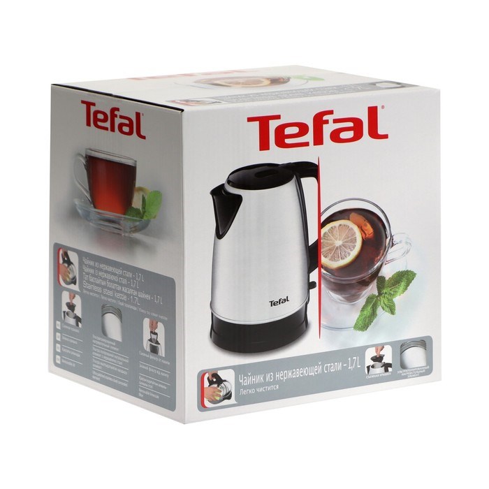 Чайник электрический Tefal KI150D30, металл, 1.7 л, 2400 Вт, серебристо-чёрный - фото 51411694