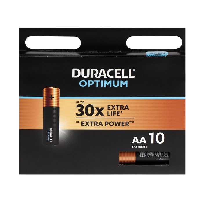 Батарейка алкалиновая Duracell OPTIMUM, AA, LR6-10BL, 1.5В, блистер, 10 шт. - фото 51412399