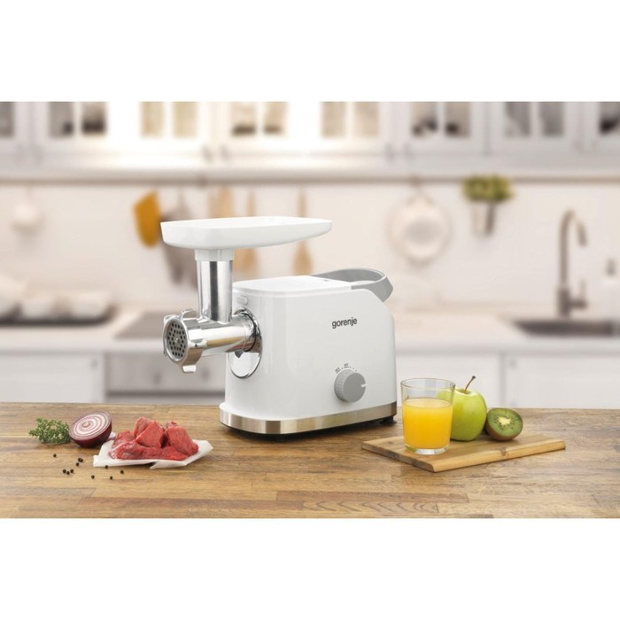 Мясорубка Gorenje MG1802SJW, 1800 Вт, 5 насадок, реверс, шинковка, белый - фото 51412413 Мясорубка Gorenje MG1802SJW, 1800 Вт, 5 насадок, реверс, шинковка, белый - фото 51412413