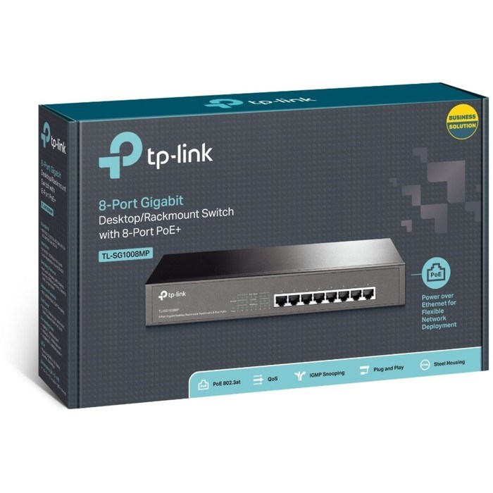 Коммутатор TP-Link TL-SG1008MP, неуправляемый, 8х10/100/1000BASE-T - фото 51412443