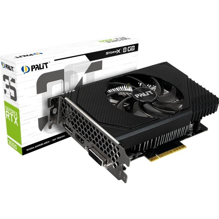 Видеокарта Palit PA-RTX3050 STORMX, GeForce RTX 3050 8 Гб, GDDR6, HDMI, DP - фото 51412558