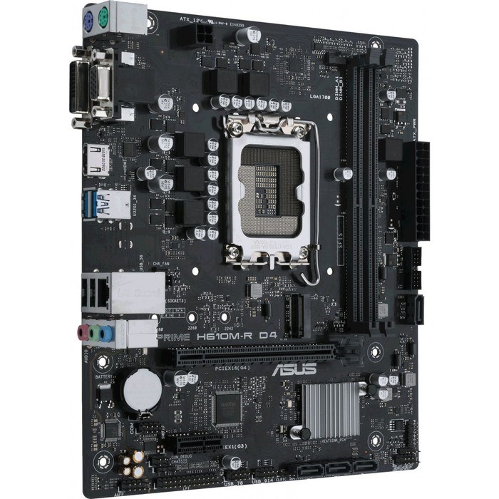 Материнская плата Asus PRIME H610M-R D4-SI, LGA1700, H610, 2хDDR4, VGA, HDMI, DVI, mATX - фото 51412567