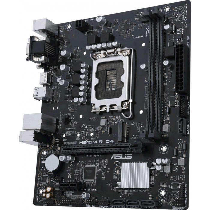 Материнская плата Asus PRIME H610M-R D4-SI, LGA1700, H610, 2хDDR4, VGA, HDMI, DVI, mATX - фото 51412568