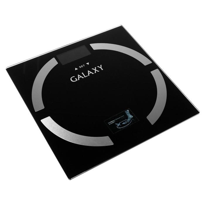 Весы напольные Galaxy GL 4850, диагностические, до 180 кг, 2хAAA, стекло, чёрные - фото 51412809