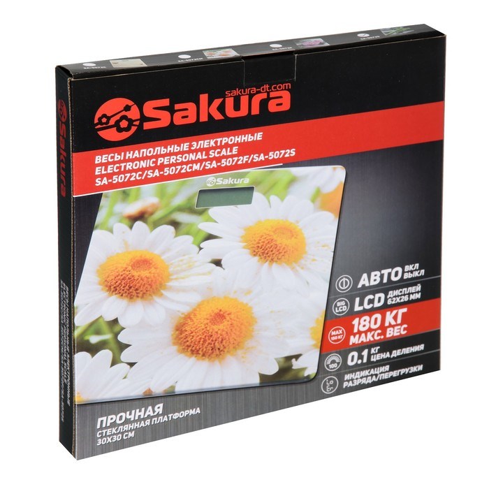 Весы напольные Sakura SA-5072S, электронные, до 180 кг, рисунок "бамбук" - фото 51412828