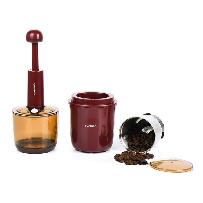 Кофемолка Oursson OG2075/DC, 250 Вт, 75 г, градуировка чаши, бордовая - фото 51413177