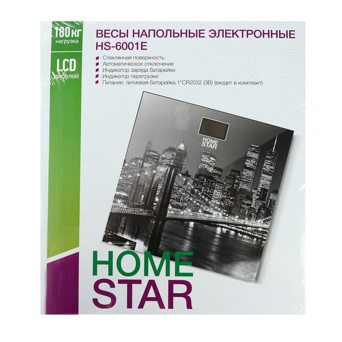 Весы напольные HOMESTAR HS-6001E, электронные, до 180 кг, картинка "Город" - фото 51413197