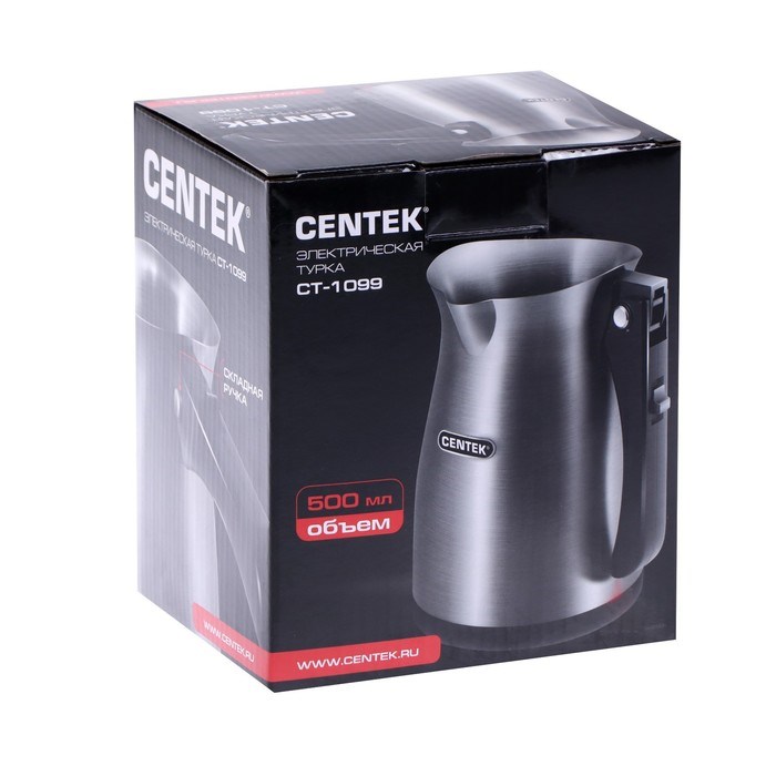 Турка электрическая Centek CT-1099 SS, 480 Вт, 0.5 л, серебристая - фото 51413356