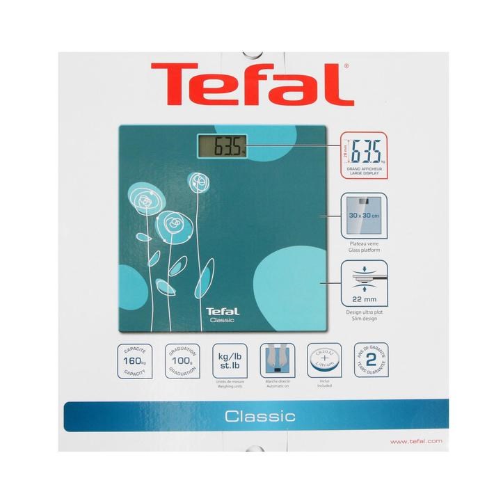 Весы напольные Tefal PP1533V0, электронные, до 160 кг, бирюзовые - фото 51413993