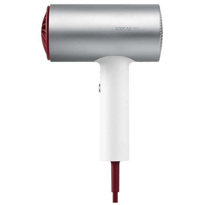 Фен Soocas Hair Dryer H5, 1800 Вт, 3 скорости, ионизация, шнур 1.7 м, серебристо-красный - фото 51414100