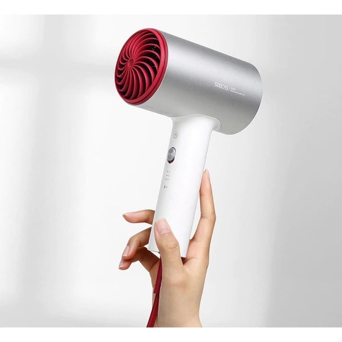 Фен Soocas Hair Dryer H5, 1800 Вт, 3 скорости, ионизация, шнур 1.7 м, серебристо-красный - фото 51414102