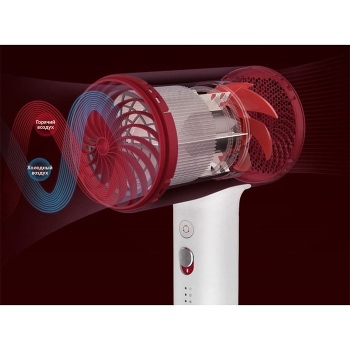 Фен Soocas Hair Dryer H5, 1800 Вт, 3 скорости, ионизация, шнур 1.7 м, серебристо-красный - фото 51414103