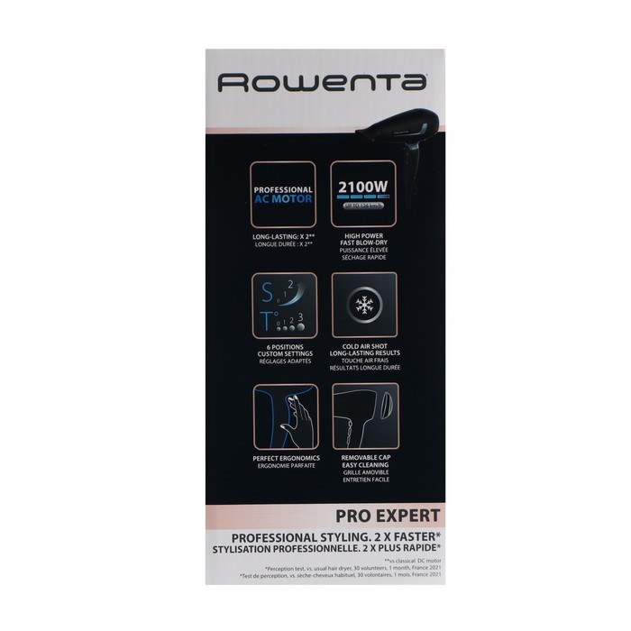 Фен Rowenta CV8820F0, AC мотор, 2100 Вт, 3 температуры, 2 скорости, хол. воздух, шнур 1.8 м - фото 51415004