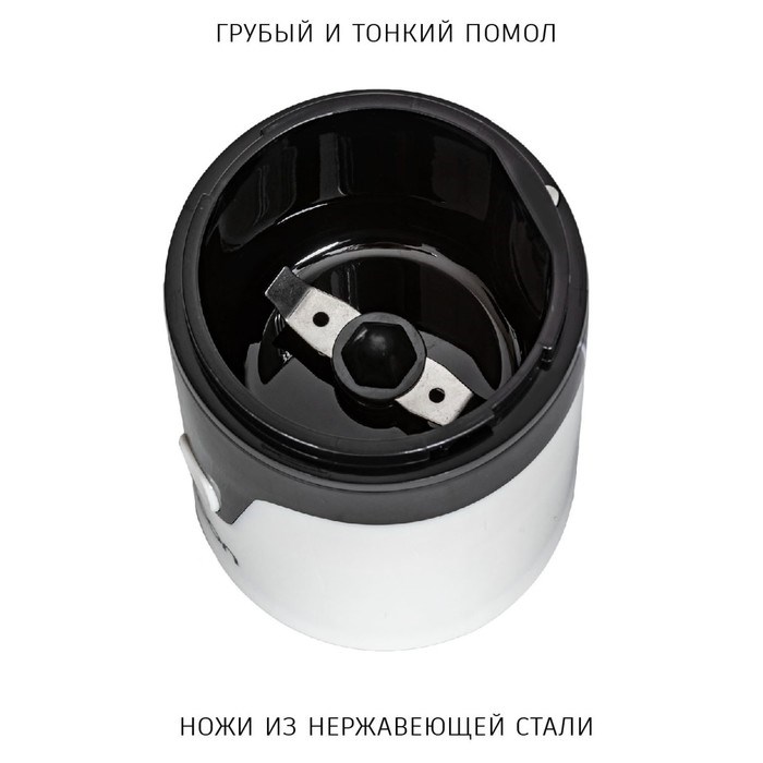 Кофемолка ECO-1510CG, ножевая, 150 Вт, 60 г, цвет чёрный/белый - фото 51415524