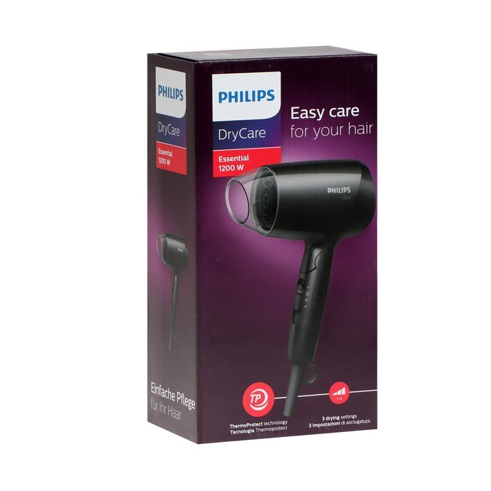 Фен Philips BHC010/10, 1200 Вт, 3 скорости, , хол. воздух, шнур 1.5 м - фото 51415699