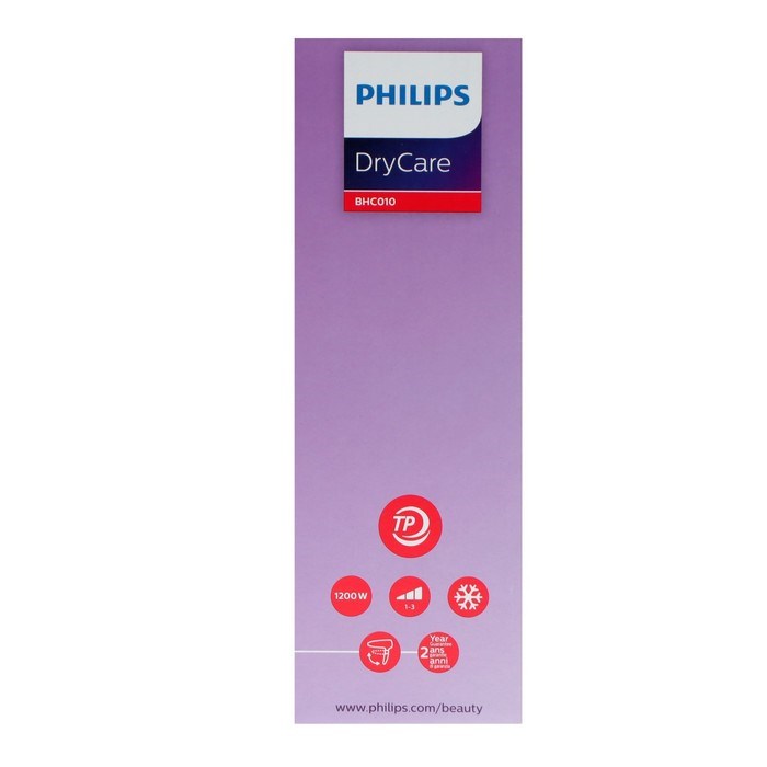 Фен Philips BHC010/10, 1200 Вт, 3 скорости, , хол. воздух, шнур 1.5 м - фото 51415701