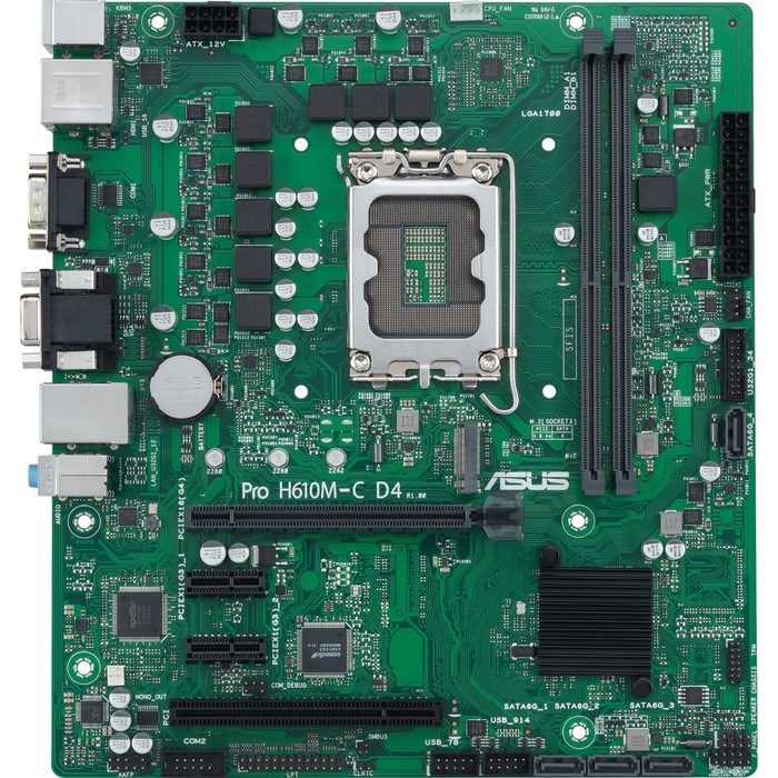 Материнская плата Asus PRO H610M-C D4-CSM, LGA1700, H610, 2хDDR4, VGA, HDMI, DP, mATX - фото 51416334