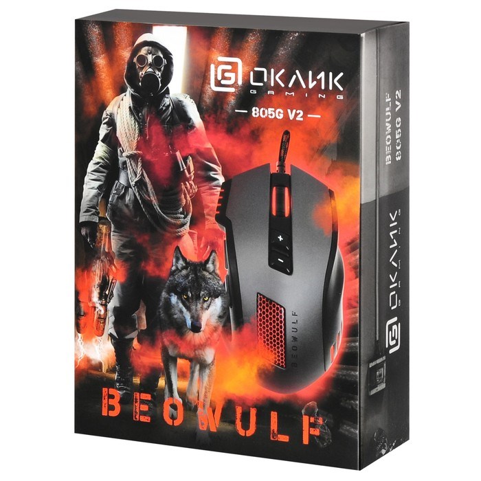 Мышь Оклик 805G V2 BEOWULF черный/серебристый оптическая (3200dpi) USB (8but) - фото 51416747